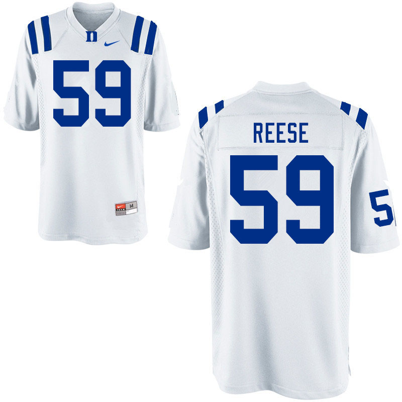 Men #59 Michael Reese Duke Blue Devils College Football Jerseys Sale-White - Click Image to Close